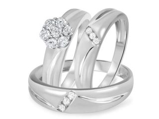 1/2 CT. T.W. Diamond Ladies Engagement Ring, Wedding Band, Men's Wedding Band