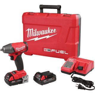 Milwaukee M18 FUEL 3/8in. Compact Impact Wrench Kit — With 2 Compact Batteries, 2.0Ah, Model# 2754-22CT  Cordless Impact Wrenches