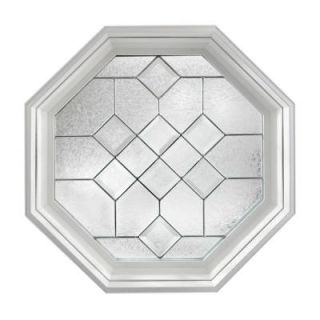 Hy Lite 23.25 in. x 23.25 in. Decorative Glass Fixed Octagon Vinyl Window   White DF2424WHV1500BLPAT
