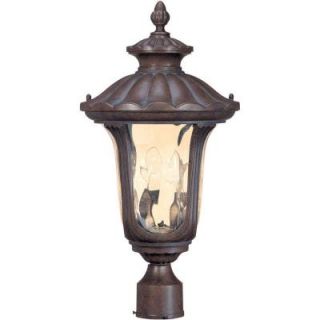 Glomar 2 Light Outdoor Fruitwood Mid Size Post Lantern with Amber Water Glass HD 2009