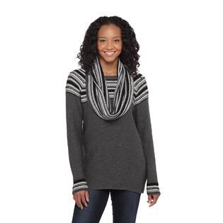 Basic Editions Womens Plus Tunic Sweater & Infinity Scarf   Clothing