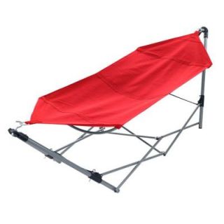 Stalwart 8 ft. Portable Hammock with 9 ft. Frame Stand and Carrying Bag in Red 80 91001R