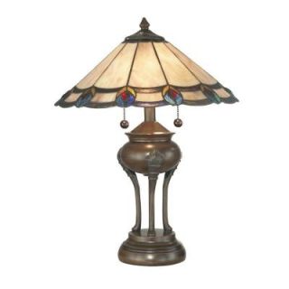 Dale Tiffany 21.5 in. Peacock Jewel Art Glass Table Lamp with Ball Base DISCONTINUED TT11060