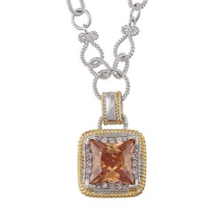 La Preciosa Two tone Champagne and Clear Cubic Zirconia Charm Necklace