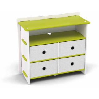 Legare Kids Furniture Frog Series Collection 4 Drawer Dresser, Lime Green and White