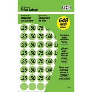 HY KO 3/4 in. Self Adhesive Green Price Labels 300 Pack 30101