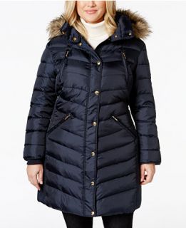 MICHAEL Michael Kors Plus Size Faux Fur Trim Puffer Coat   Coats