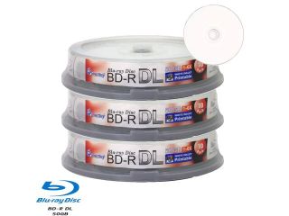 Smartbuy 6X BD R DL 50GB Dual Layer White Inkjet Hub Printable Video Audio Photo Data Recordable Disc (30 Packs)