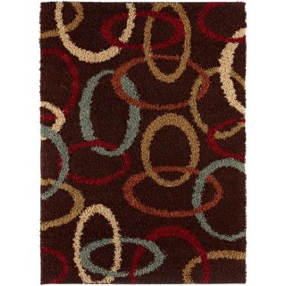 Brown Ovals Brown Contemporary Area Shag Rug (3 x 5)  