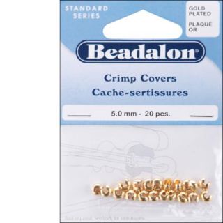 5mm 20/Pkg   Gold Plated Crimp Covers