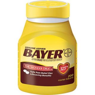 Genuine Bayer Aspirin Coated Tablets, 325mg, 200 count