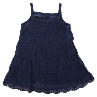 Calvin Klein Toddler Girls Ruffle Tiered Dress in Navy Blue