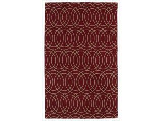 Hand tufted Cosmopolitan Circles Red/ Camel Wool Rug (8' x 11')