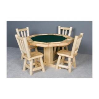 Poker Table & 4 Chairs Set (Honey Pine, Hunter Green)
