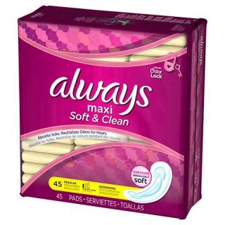 Maxi Soft and Clean Regular Pads   45 count