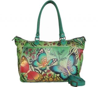 Womens ANNA by Anuschka Hand Painted Large Tote 8066   Animal Butterfly