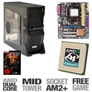 ASUS M2N68 AM PLUS NZXT Barebones Kit   ASUS M2N68 AM PLUS Motherboard, AMD Athlon 64 X2 5200+ CPU, NZXT M59 001BK M59 Gaming Mid Tower Case, FREE S.T.A.L.K.E.R. Game