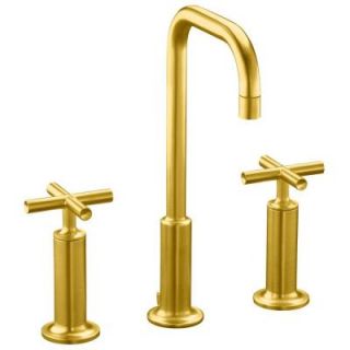 KOHLER Purist 8 in. Widespread 2 Handle Mid Arc Bathroom Faucet in Vibrant Modern Polished Gold DISCONTINUED K 14407 3 PGD