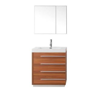 Virtu USA Bailey 29.5 in. W x 19.3 in. D x 30.51 in. H Plum Vanity With Polymarble Vanity Top With White Square Basin and Mirror JS 50530 PL