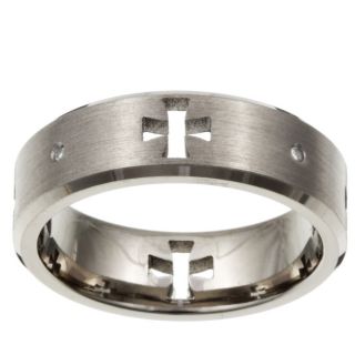 Titanium Mens Diamond Cross Cutout Band  ™ Shopping   Top