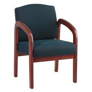 Office Star Cherry Wood Visitors Chair   Midnight Blue Fabric   Home
