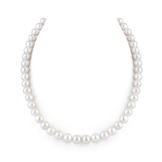 Radiance Pearl 14k Gold AAA Quality White Freshwater Pearl Necklace (8