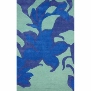 nuLOOM Handmade Contemporary Floral Wool Blue Rug (7 6 x 9 6