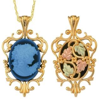 Black Hills Gold Tricolor 10K Lady Cameo Pendant   Jewelry   Pendants