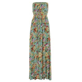 AX Paris   Womens Floral Elasticated Strapless Aqua Maxi   Online