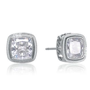 COLLETTE Z Cubic Zirconia (.925) Sterling Silver Square Stud Earrings