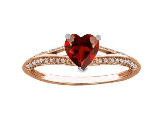 0.98 Ct Heart Shape Red Garnet 18K Rose Gold Ring