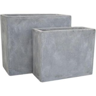 Pride Garden Products Origins Collection Stoney 24 in. and 20 in. Fiberclay Light Gray Rectangle Planter Set 68670