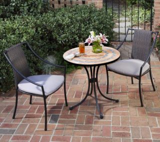 Home Styles Terra Cotta Bistro Table and 2 Laguna Arm Chairs —