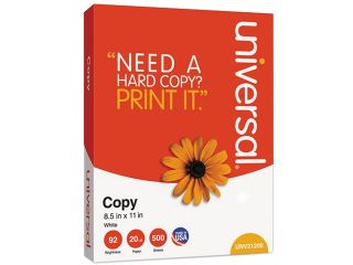 Universal UNV21200 Copy Paper, 92 Brightness, 20lb, 8 1/2 x 11, White, 5000 Sheets/Carton