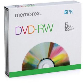 Disc DVD RW 4.7GBBranded 4X5/pk Slim Jewel