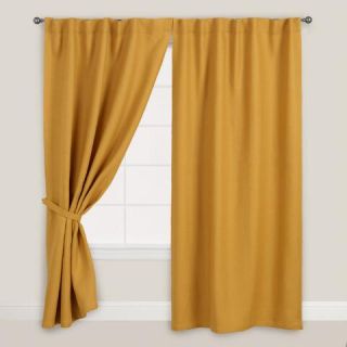 Orange Herringbone Jute Sleevetop Curtains, Set of 2