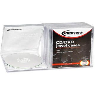 Innovera CD/DVD Standard Jewel Cases, Clear, 10/Pack