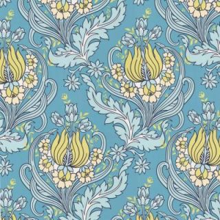 Graham & Brown 56 sq. ft. Temple Tulips Teal Wallpaper DISCONTINUED 50 155