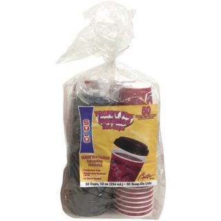 Solo Cup Company Trophy Plus 12 Oz Insulated Foam Hot Cups & Lids, Maroon, (Pack of 50)