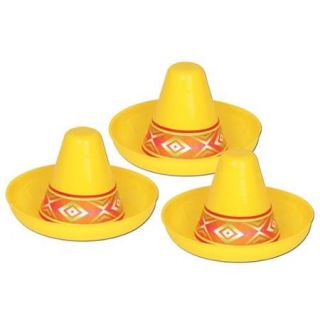 Club Pack of 48 Yellow Mexican Fiesta Miniature Plastic Sombrero Party Decorations 4.5"