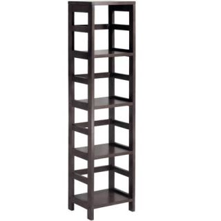 Leo Storage Open Shelf, 5 Tier, 4 Section, Tall, Espresso