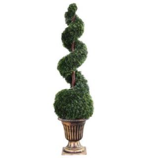 National Tree Company 54 in. Cedar Spiral Tree with Ball in Black and Gold Urn LCSB4 702 54