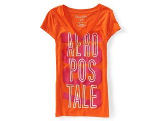 Aeropostale Womens 1987 V neck Ss Graphic T Shirt 827 XS