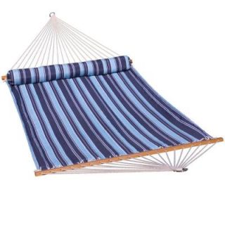 Algoma 13 ft. Quilted Reversible Hammock in Blue Stripe with Matching Pillow 2932DL