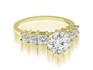 1.50 cttw. Round and Princess cut Diamond Engagement Ring in 18K Yellow Gold