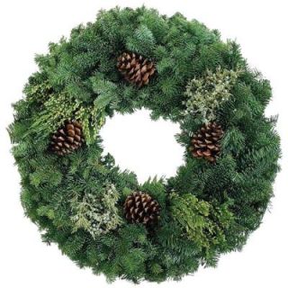 22 in. Mixed Noble Fir Wreath with Cones and Berries (In Store Only) 10006