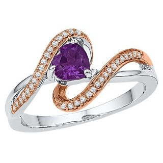 10 CT. T.W. Heart Amethyst Round Prong Set Heart Ring with 10K Pink