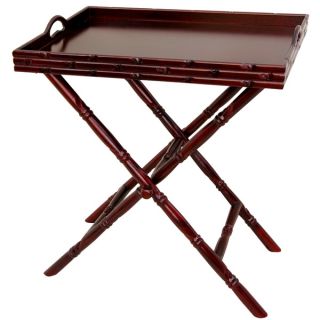 Rosewood Bamboo style Trestle Stand Tea Tray (China)