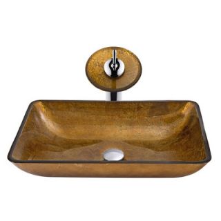 Vigo Rectangular Tempered Glass Bathroom Sink with Matching Waterfall