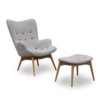 International Design Huggy Mid Century Chair & Ottoman Set